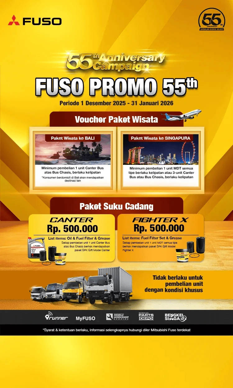 Promo Sardana Terbaru Januari 2026. 55th Anniversary Campaign, FUSO Promo 55th - Promo Mitsubishi FUSO (Truk Mitsubishi) Bulan Januari 2026